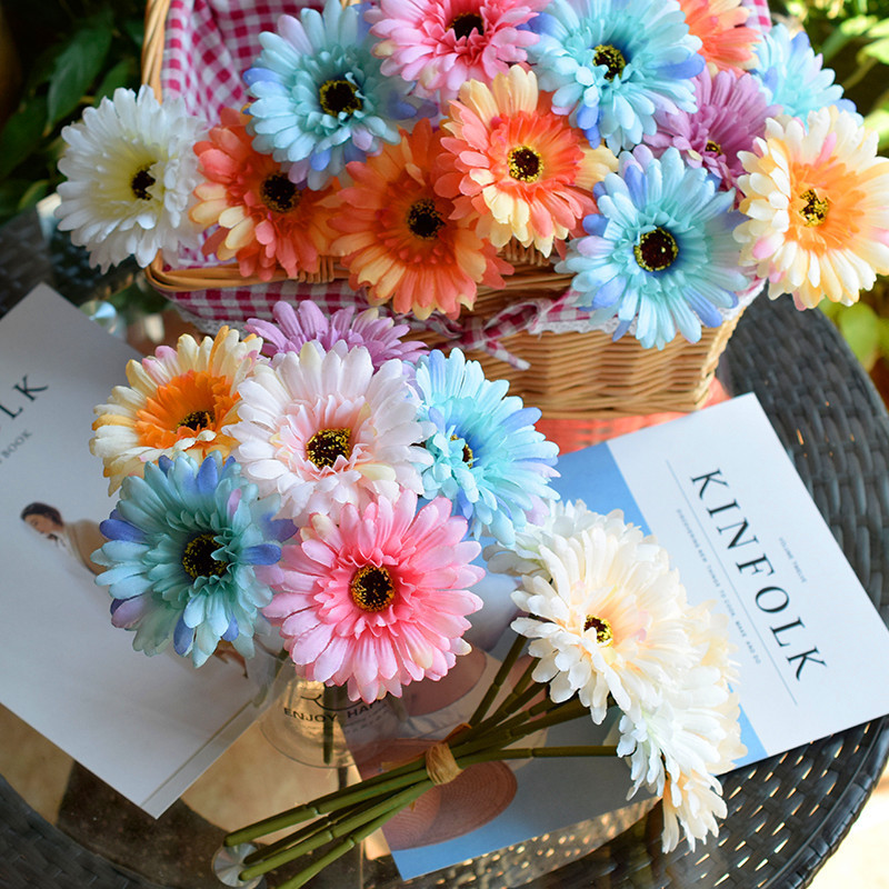 Flower Artificial Flower Wedding Bouquet African Chrysanthemum Colorful Chrysanthemum Table Decoration Furnishings