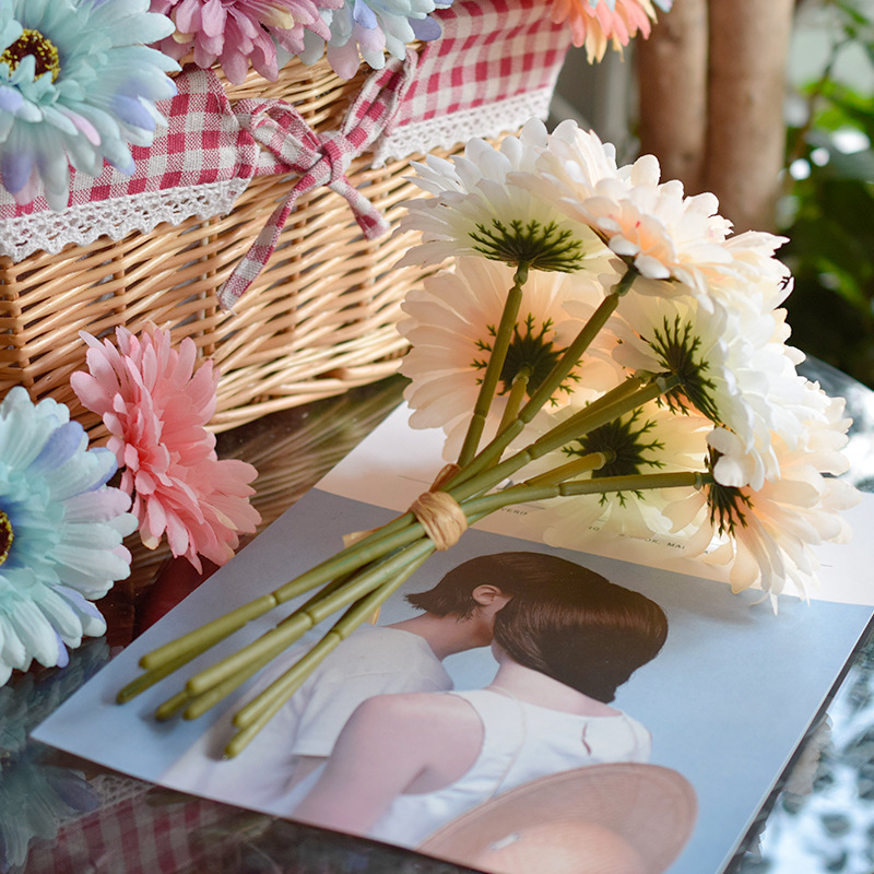 Flower Artificial Flower Wedding Bouquet African Chrysanthemum Colorful Chrysanthemum Table Decoration Furnishings