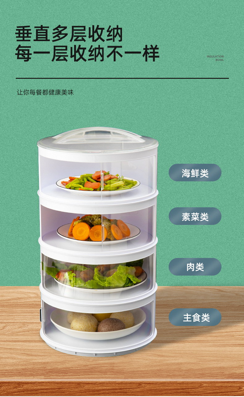 Insulated Vegetable Cover Dining-Table Cover Vegetable Cover Dustproof and Fresh-Keeping Food Cover Insulation Cover Kitchen Tool Multi-Layer Household Storage Box