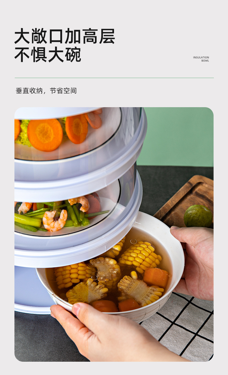 Insulated Vegetable Cover Dining-Table Cover Vegetable Cover Dustproof and Fresh-Keeping Food Cover Insulation Cover Kitchen Tool Multi-Layer Household Storage Box