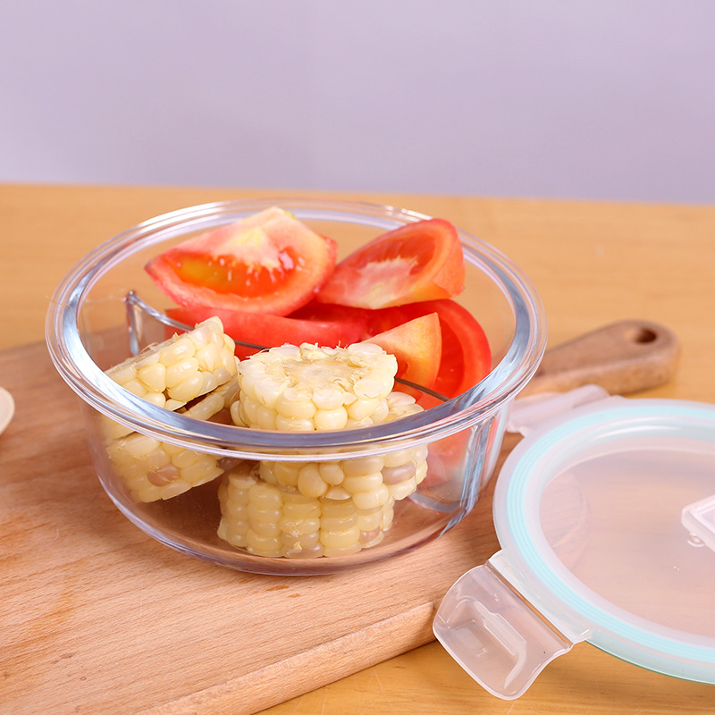 Wholesale Borosilicate Glass Lunch Box Microwave Oven Available Bowl Divided Fresh-Keeping Box Sealed Lunch Box with Lid