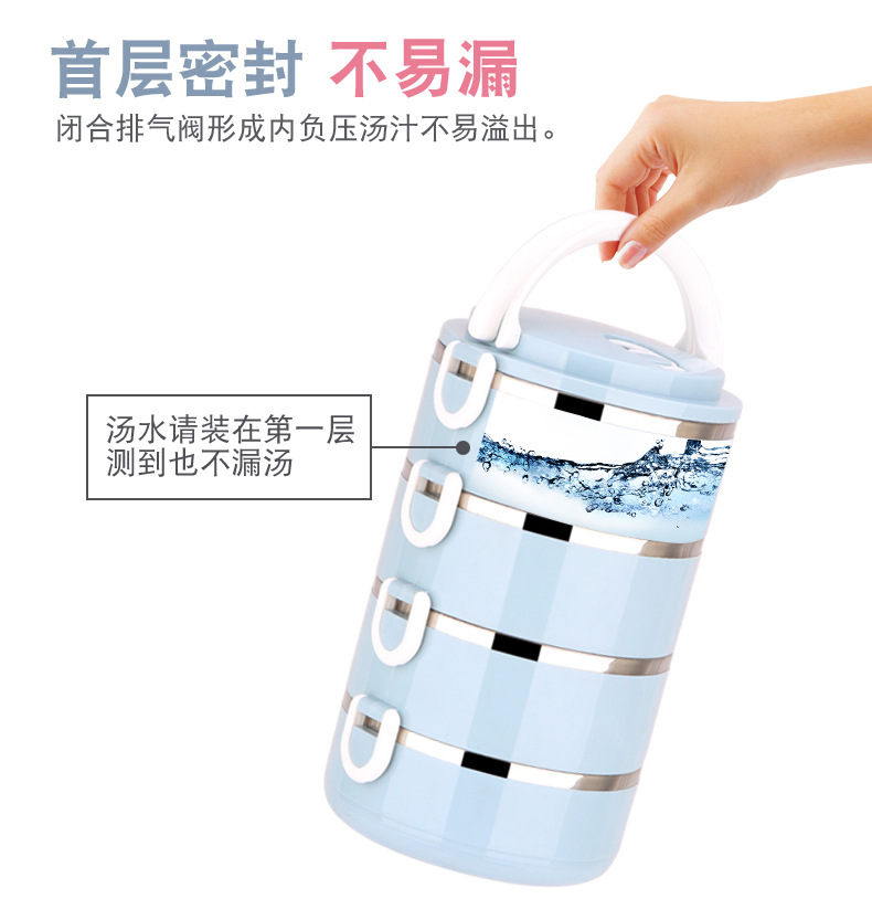 304 Stainless Steel Lunch Box Customized Insulated Lunch Box Double Layer Student Fresh-Keeping Food Box Creative Square Buckle Factory Direct Supply