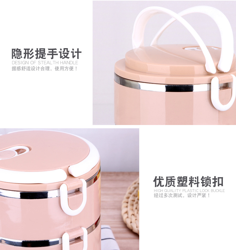 304 Stainless Steel Lunch Box Customized Insulated Lunch Box Double Layer Student Fresh-Keeping Food Box Creative Square Buckle Factory Direct Supply