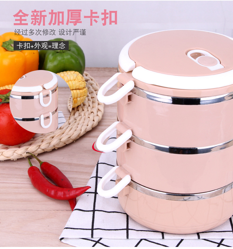 304 Stainless Steel Lunch Box Customized Insulated Lunch Box Double Layer Student Fresh-Keeping Food Box Creative Square Buckle Factory Direct Supply