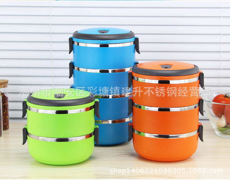304 Stainless Steel Lunch Box Customized Insulated Lunch Box Double Layer Student Fresh-Keeping Food Box Creative Square Buckle Factory Direct Supply