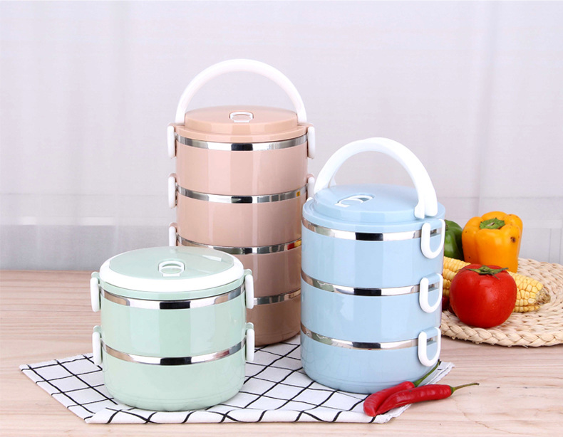 304 Stainless Steel Lunch Box Customized Insulated Lunch Box Double Layer Student Fresh-Keeping Food Box Creative Square Buckle Factory Direct Supply