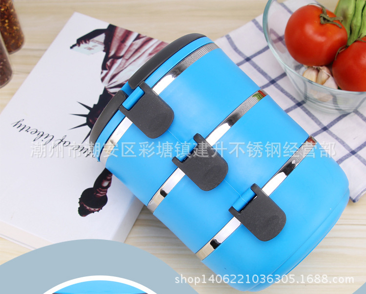 304 Stainless Steel Lunch Box Customized Insulated Lunch Box Double Layer Student Fresh-Keeping Food Box Creative Square Buckle Factory Direct Supply