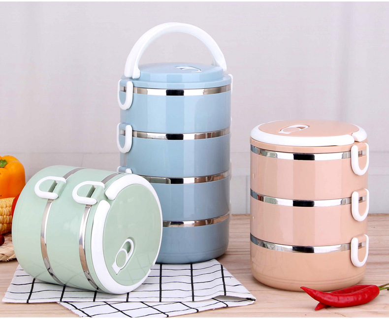 304 Stainless Steel Lunch Box Customized Insulated Lunch Box Double Layer Student Fresh-Keeping Food Box Creative Square Buckle Factory Direct Supply