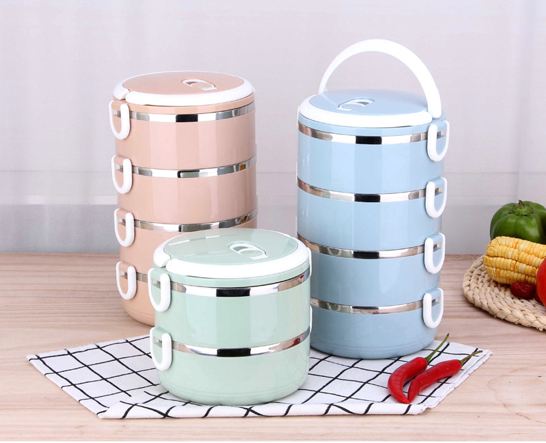 304 Stainless Steel Lunch Box Customized Insulated Lunch Box Double Layer Student Fresh-Keeping Food Box Creative Square Buckle Factory Direct Supply