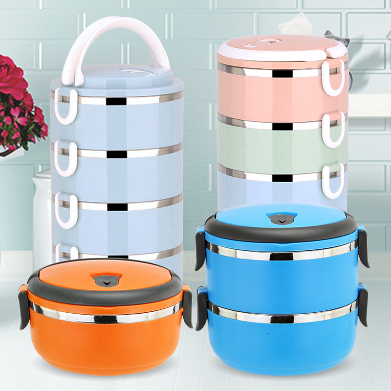 304 Stainless Steel Lunch Box Customized Insulated Lunch Box Double Layer Student Fresh-Keeping Food Box Creative Square Buckle Factory Direct Supply