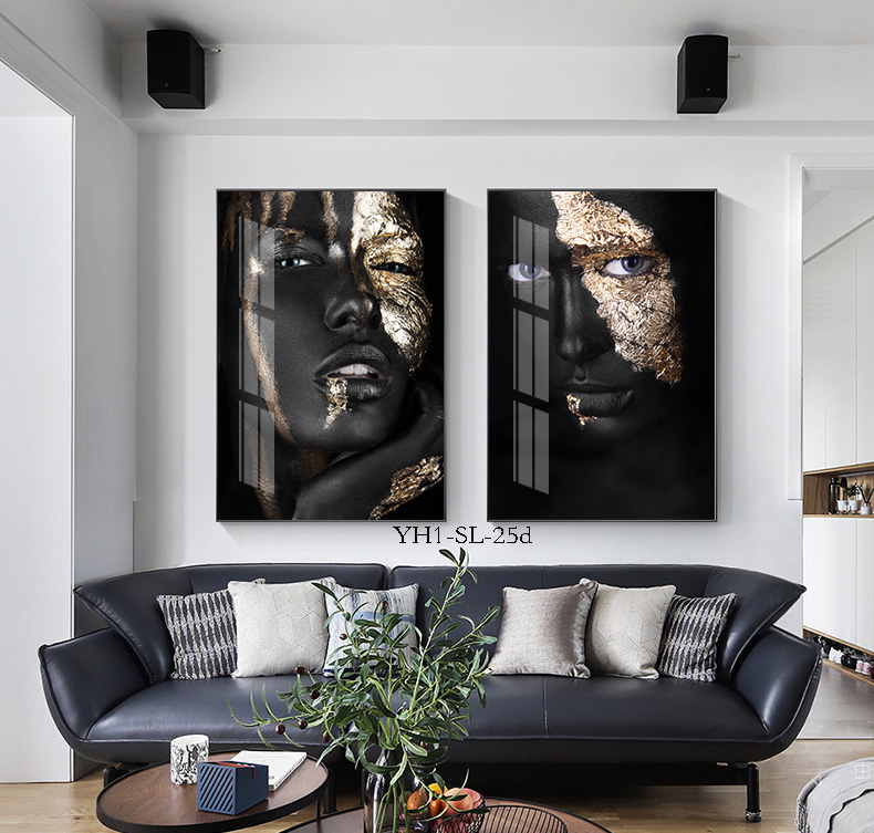African Black Gold Women Decorative Painting Art Portrait Photography Study and Bedroom Hanging Painting Frameless Painting Core Factory Direct Supply