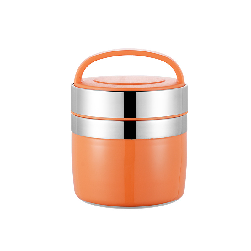 Microsoft Stainless Steel Insulated Double Layer Lunch Box Adult Student Portable Pan Multi-Layer Fresh-Keeping Portable Children&#039;s Lunch Box