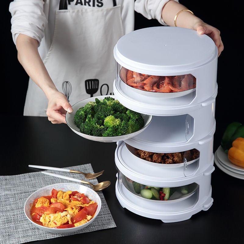 Insulated Vegetable Cover Transparent Household Food Dust-Proof Leftovers Storage Box Multi-Layer Stackable Fresh-Keeping Vegetable Cover Table Cover