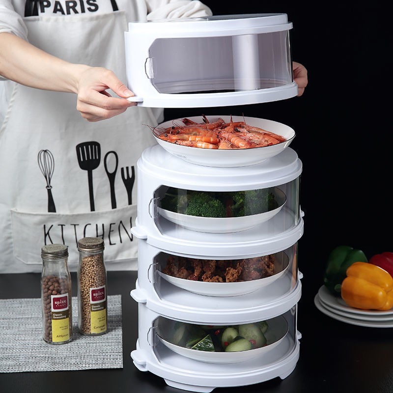 Insulated Vegetable Cover Transparent Household Food Dust-Proof Leftovers Storage Box Multi-Layer Stackable Fresh-Keeping Vegetable Cover Table Cover