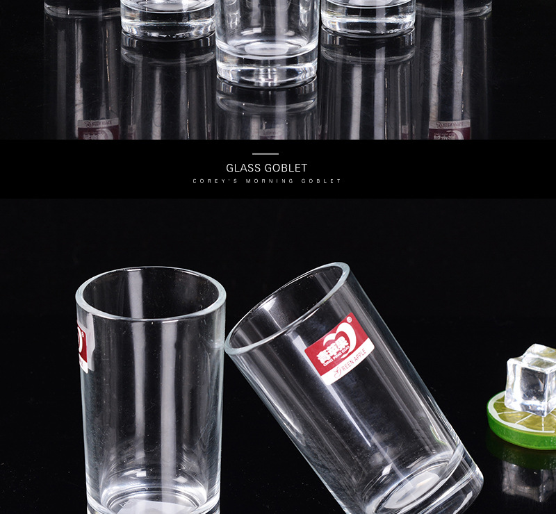 Factory Wholesale Straight Cylindrical Clear Glass Cup Simple Glass Milk Cup Cup Meal Cup