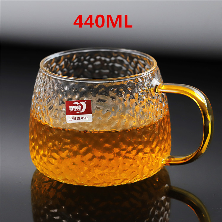 Scented Tea Cup Hammered Pattern Glass Cup Heat-Resistant Water Cup Tea Cup Thickened Imperial Concubine Cup Borosilicate Heat Resistant Juice Cup