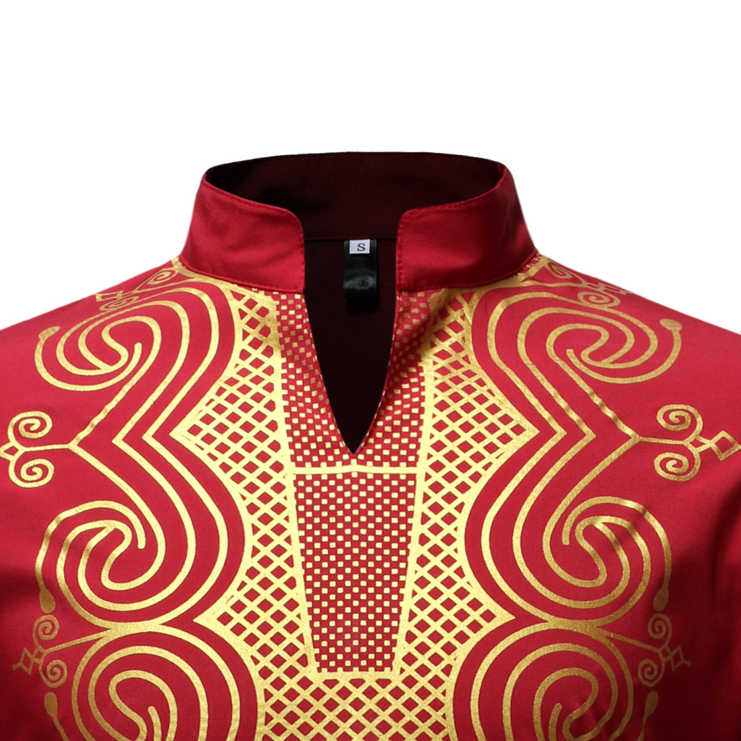 Cross-Border African-Style Men's Button-down Shirt Golden Printing Pattern Turkish Chiefs Long Lining ZT-FZ49