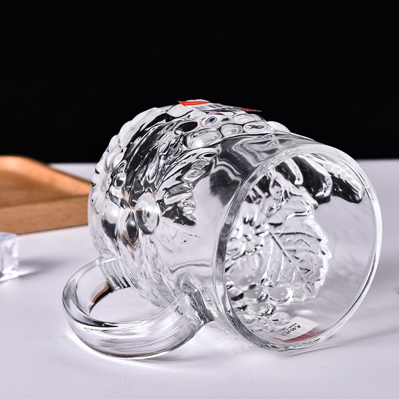 Glass Cup Set Household Water Cup Fine Grape Handle Cup Beer Steins Beer Mug Tea Cup Factory Wholesale