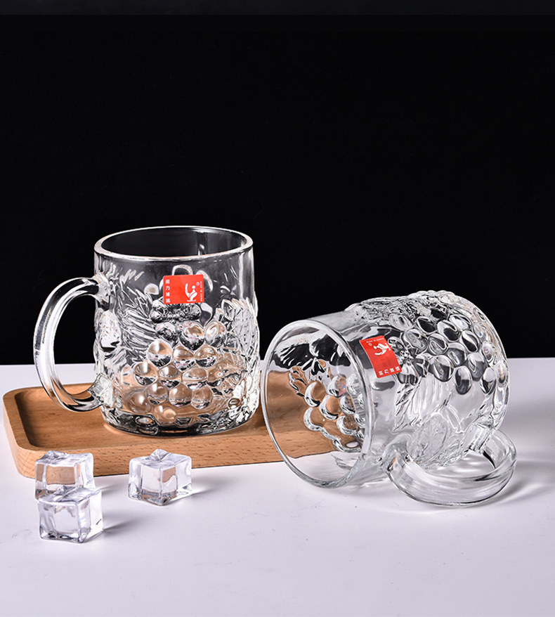 Glass Cup Set Household Water Cup Fine Grape Handle Cup Beer Steins Beer Mug Tea Cup Factory Wholesale Glass Cup Set Household Water Cup Fine Grape Handle Cup Beer Steins Beer Mug Tea Cup Factory Wholesale