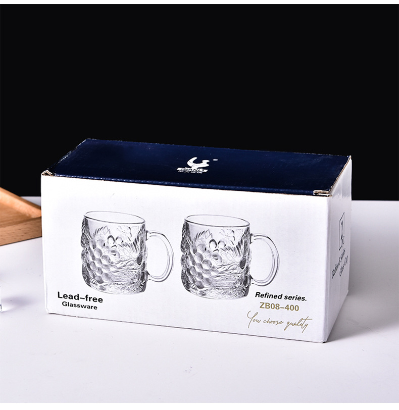 Glass Cup Set Household Water Cup Fine Grape Handle Cup Beer Steins Beer Mug Tea Cup Factory Wholesale Glass Cup Set Household Water Cup Fine Grape Handle Cup Beer Steins Beer Mug Tea Cup Factory Wholesale