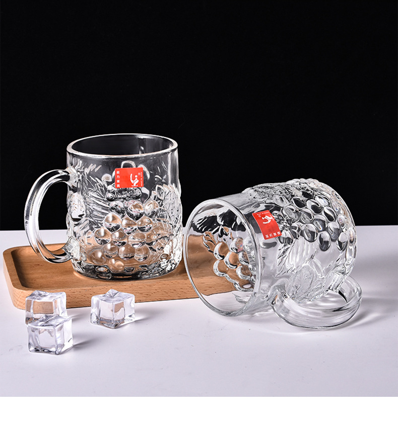 Glass Cup Set Household Water Cup Fine Grape Handle Cup Beer Steins Beer Mug Tea Cup Factory Wholesale Glass Cup Set Household Water Cup Fine Grape Handle Cup Beer Steins Beer Mug Tea Cup Factory Wholesale