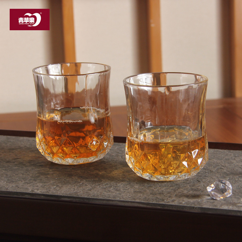 Green Apple Diamond Bottom Cup Love Fans Whiskey Glass Cup Transparent Glass Juice Cup Beer Steins