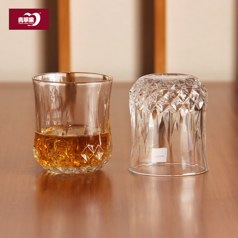 Green Apple Diamond Bottom Cup Love Fans Whiskey Glass Cup Transparent Glass Juice Cup Beer Steins