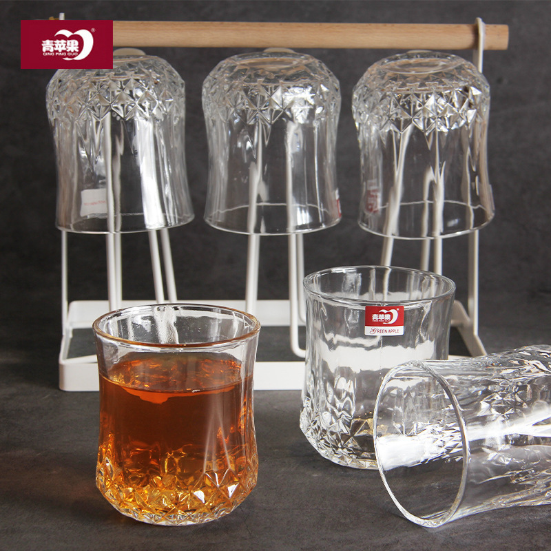 Green Apple Diamond Bottom Cup Love Fans Whiskey Glass Cup Transparent Glass Juice Cup Beer Steins