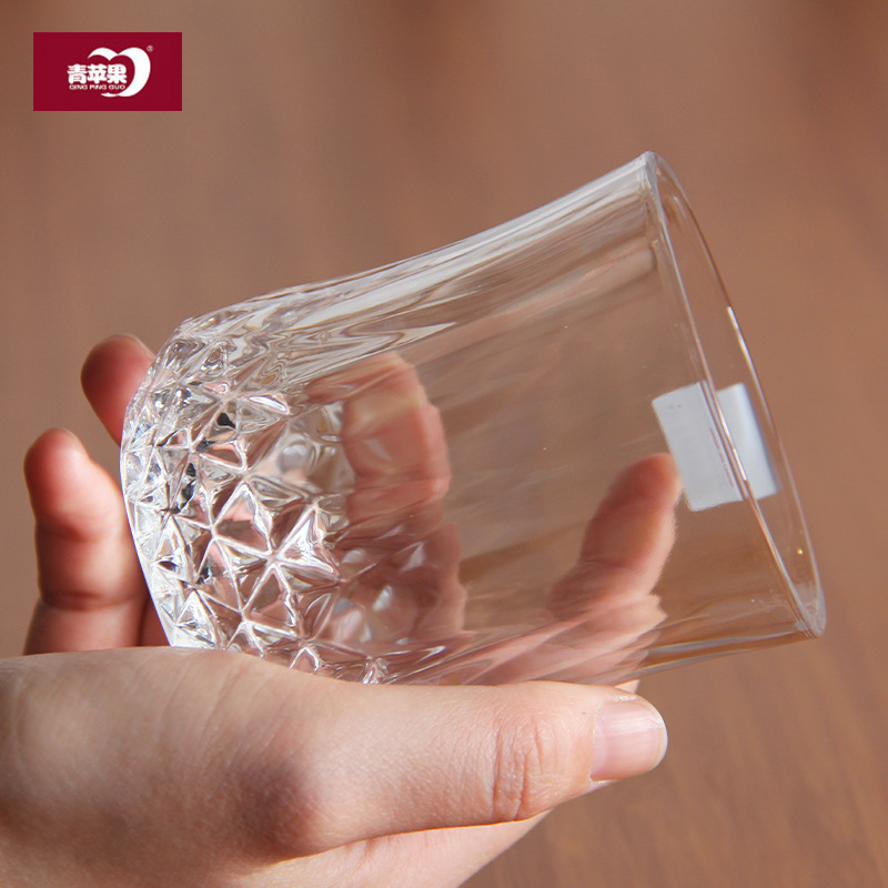 Green Apple Diamond Bottom Cup Love Fans Whiskey Glass Cup Transparent Glass Juice Cup Beer Steins
