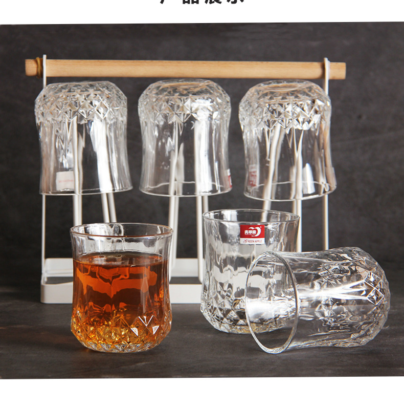 Green Apple Diamond Bottom Cup Love Fans Whiskey Glass Cup Transparent Glass Juice Cup Beer Steins