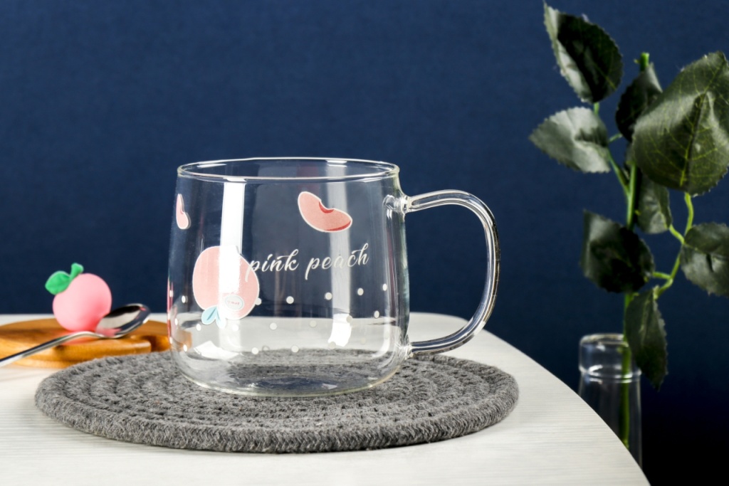Summer Peach Glass Cup Borosilicate Cup Internet Celebrity Live Streaming Hot Gift Cup Teacup Water Cup Cup with Cover Summer Peach Glass Cup Borosilicate Cup Internet Celebrity Live Streaming Hot Gift Cup Teacup Water Cup Cup with Cover