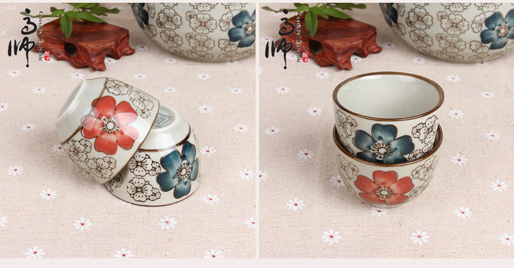 Small glass clear glass cup tea set red blue riches cup Small glass clear glass cup tea set red blue riches cup