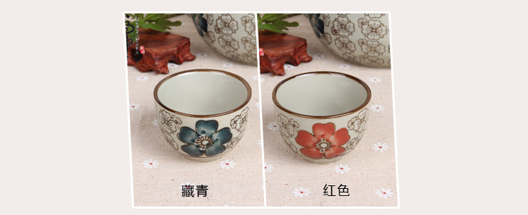 Small glass clear glass cup tea set red blue riches cup Small glass clear glass cup tea set red blue riches cup