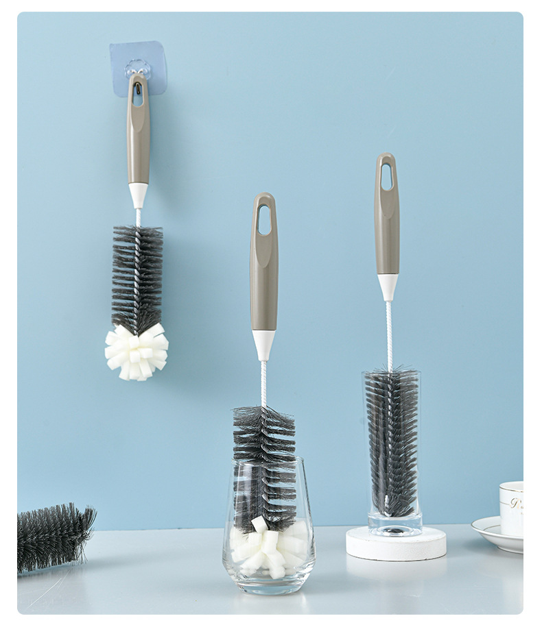 Factory Direct Sales Sponge Cleaning Cup Brush Long Handle Glass Cup Brush Kettle Brush Bending Multifunctional Brush No Dead Angle Factory Direct Sales Sponge Cleaning Cup Brush Long Handle Glass Cup Brush Kettle Brush Bending Multifunctional Brush No Dead Angle