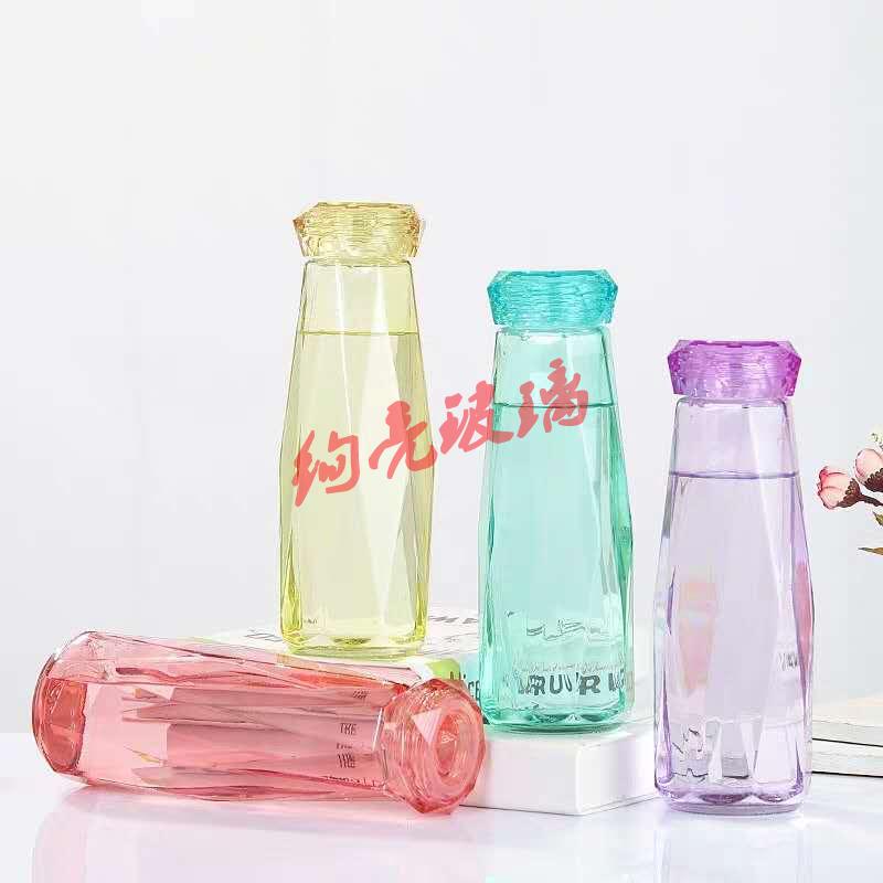 New design glass cup water glass with color glass cup  Diamond Cup