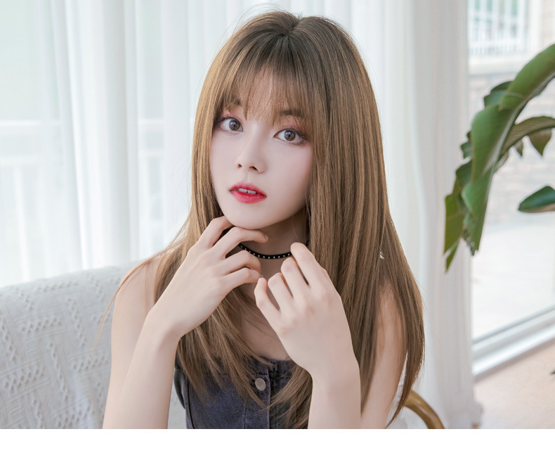 Big Goods Wholesale Women's Long Hair Realistic Natural Full-Head Wig Long Straight Hair Air Bangs Wig Fluffy Internet Celebrity Hair Cover Big Goods Wholesale Women's Long Hair Realistic Natural Full-Head Wig Long Straight Hair Air Bangs Wig Fluffy Internet Celebrity Hair Cover