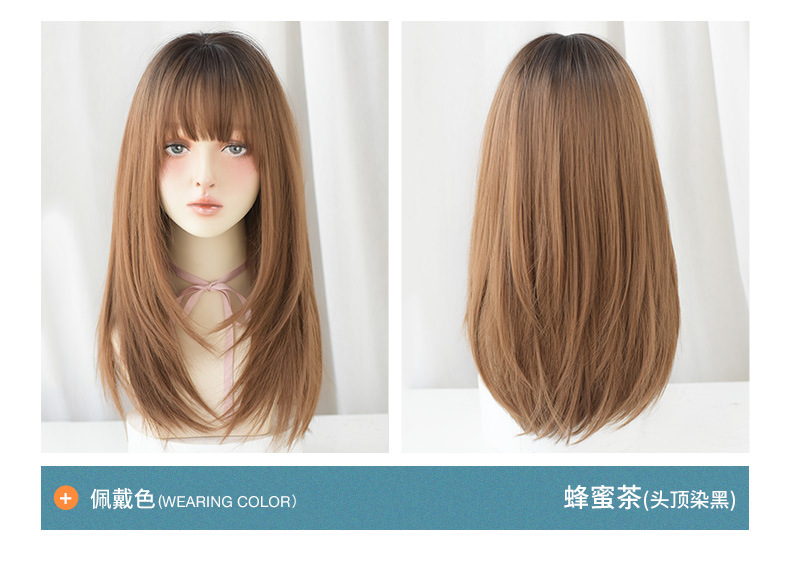 Big Goods Wholesale Women's Long Hair Realistic Natural Full-Head Wig Long Straight Hair Air Bangs Wig Fluffy Internet Celebrity Hair Cover Big Goods Wholesale Women's Long Hair Realistic Natural Full-Head Wig Long Straight Hair Air Bangs Wig Fluffy Internet Celebrity Hair Cover