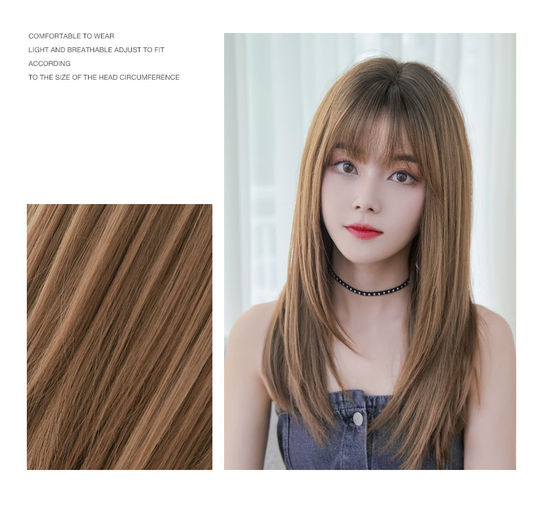 Big Goods Wholesale Women's Long Hair Realistic Natural Full-Head Wig Long Straight Hair Air Bangs Wig Fluffy Internet Celebrity Hair Cover Big Goods Wholesale Women's Long Hair Realistic Natural Full-Head Wig Long Straight Hair Air Bangs Wig Fluffy Internet Celebrity Hair Cover
