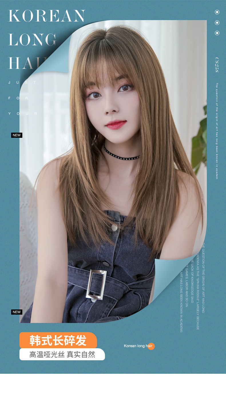 Big Goods Wholesale Women's Long Hair Realistic Natural Full-Head Wig Long Straight Hair Air Bangs Wig Fluffy Internet Celebrity Hair Cover Big Goods Wholesale Women's Long Hair Realistic Natural Full-Head Wig Long Straight Hair Air Bangs Wig Fluffy Internet Celebrity Hair Cover