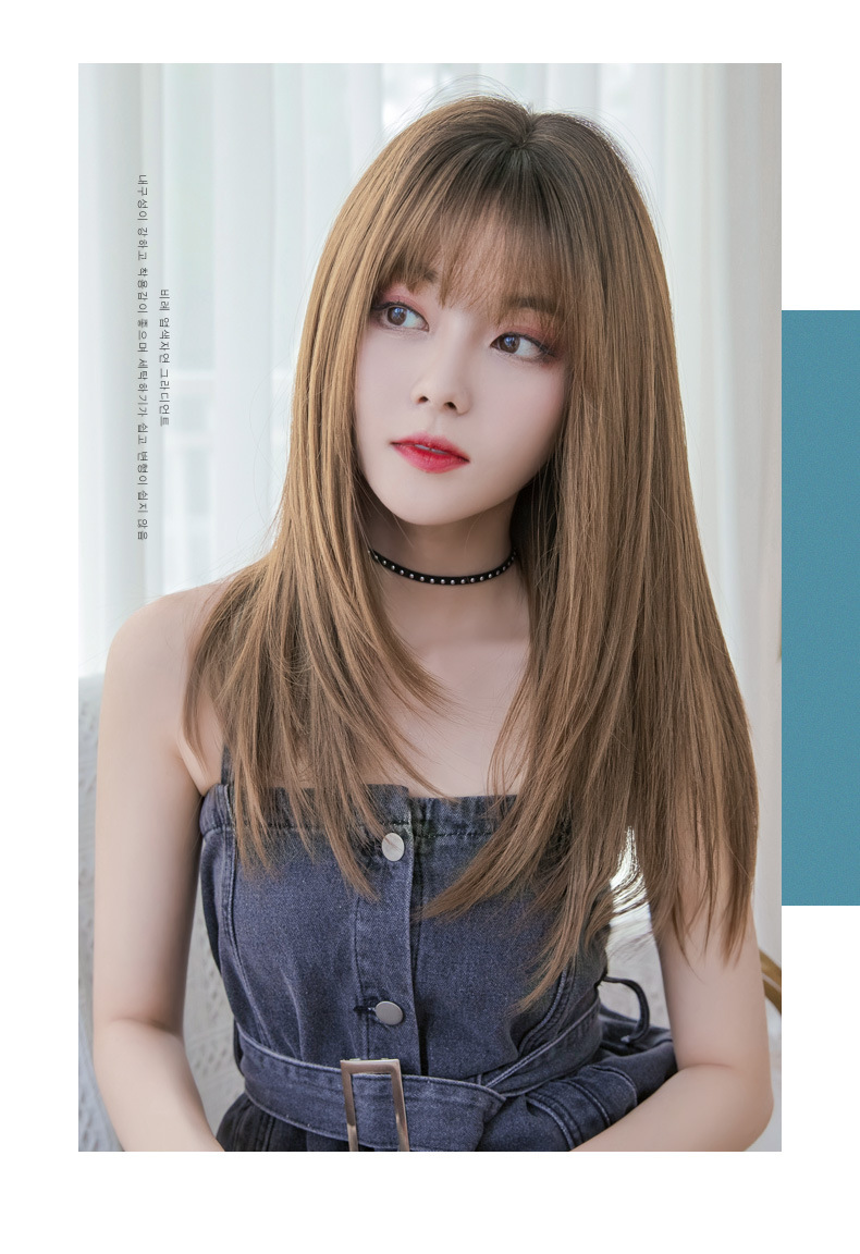 Big Goods Wholesale Women's Long Hair Realistic Natural Full-Head Wig Long Straight Hair Air Bangs Wig Fluffy Internet Celebrity Hair Cover Big Goods Wholesale Women's Long Hair Realistic Natural Full-Head Wig Long Straight Hair Air Bangs Wig Fluffy Internet Celebrity Hair Cover