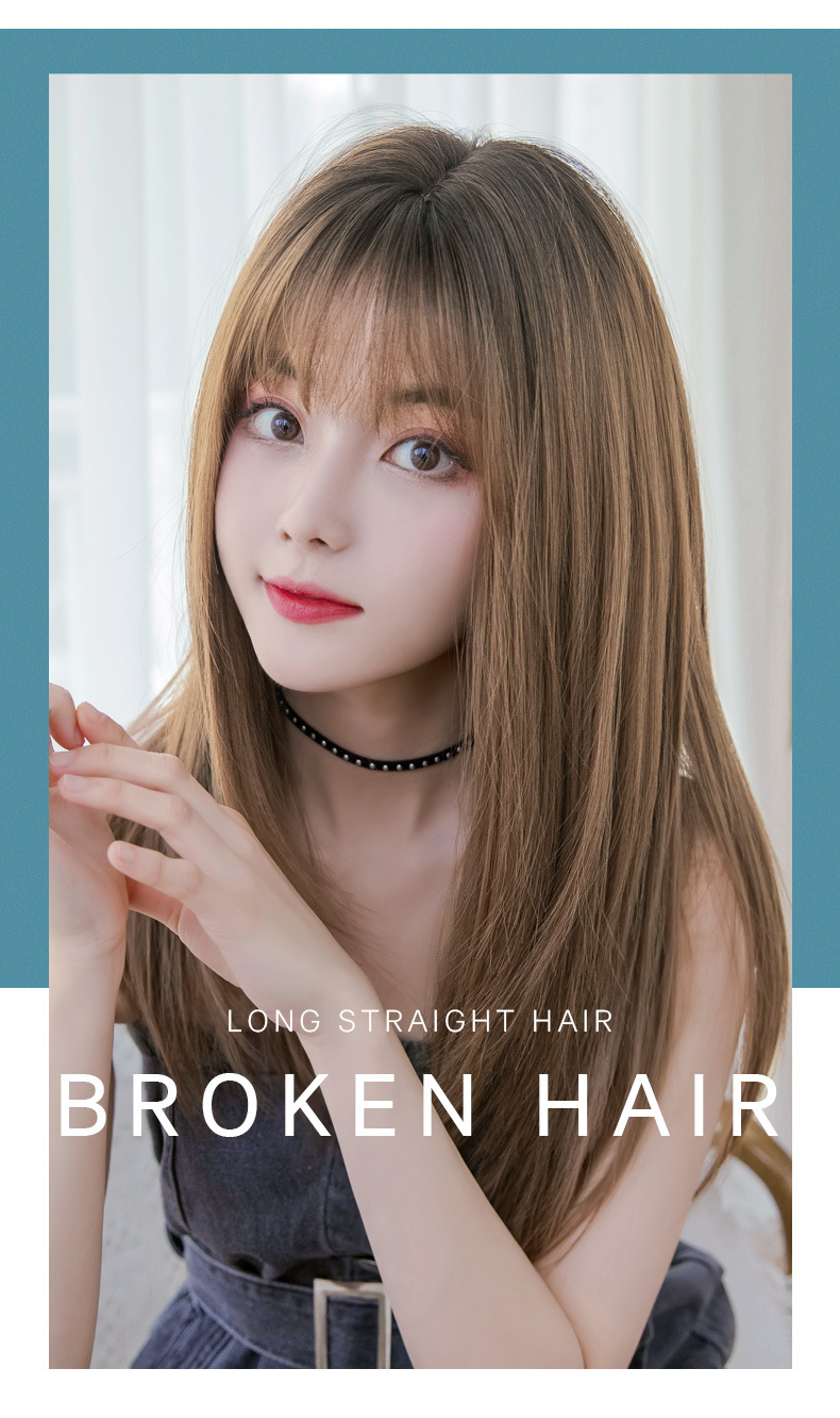 Big Goods Wholesale Women's Long Hair Realistic Natural Full-Head Wig Long Straight Hair Air Bangs Wig Fluffy Internet Celebrity Hair Cover Big Goods Wholesale Women's Long Hair Realistic Natural Full-Head Wig Long Straight Hair Air Bangs Wig Fluffy Internet Celebrity Hair Cover