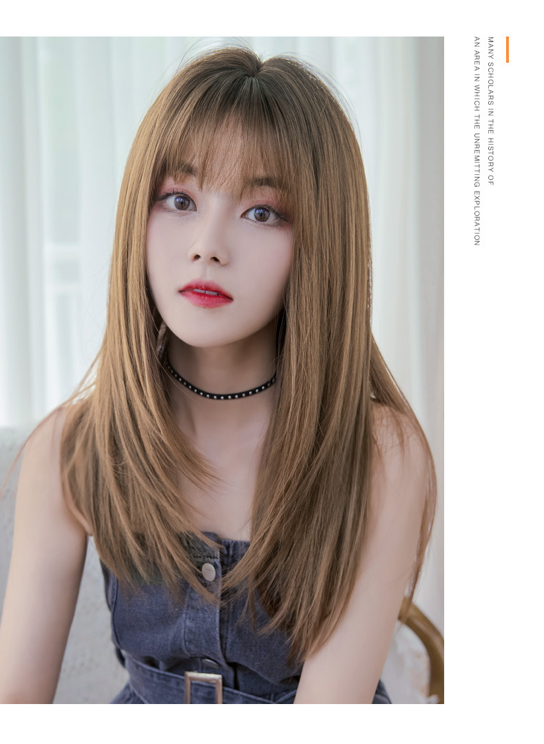 Big Goods Wholesale Women's Long Hair Realistic Natural Full-Head Wig Long Straight Hair Air Bangs Wig Fluffy Internet Celebrity Hair Cover Big Goods Wholesale Women's Long Hair Realistic Natural Full-Head Wig Long Straight Hair Air Bangs Wig Fluffy Internet Celebrity Hair Cover