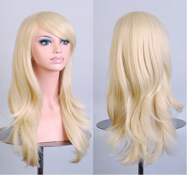 AliExpress Cos Anime Wig European and American Foreign Trade Wig70cm Long Curly Hair Cosplay Color Stage Headgear