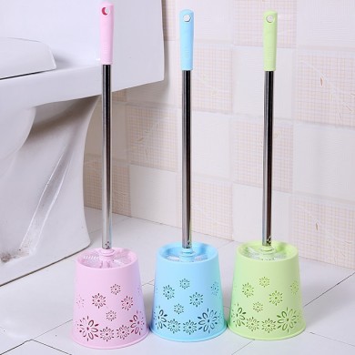 Toilet brush set hollow floral design with base plastic hot sale stainless steel toilet brush