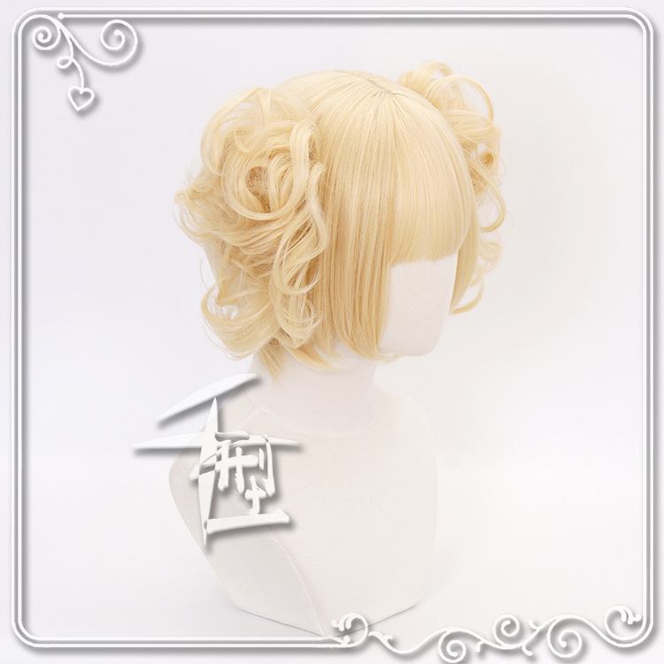 Thousand My Hero Academia Anime Cos Wig Du Me Body Milk Gold Jaws Clamp BunShape Hair Style