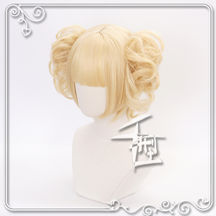 Thousand My Hero Academia Anime Cos Wig Du Me Body Milk Gold Jaws Clamp BunShape Hair Style