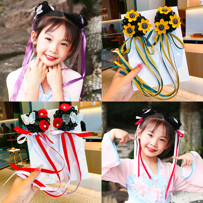 Super Fairy Children Wig Hair Band Girl Baby Princess Little Girl Bun Streamer Hair Accessory Headdress Cute