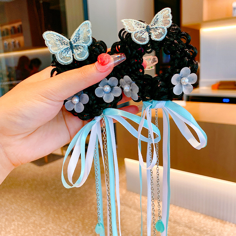 Super Fairy Children Wig Hair Band Girl Baby Princess Little Girl Bun Streamer Hair Accessory Headdress Cute