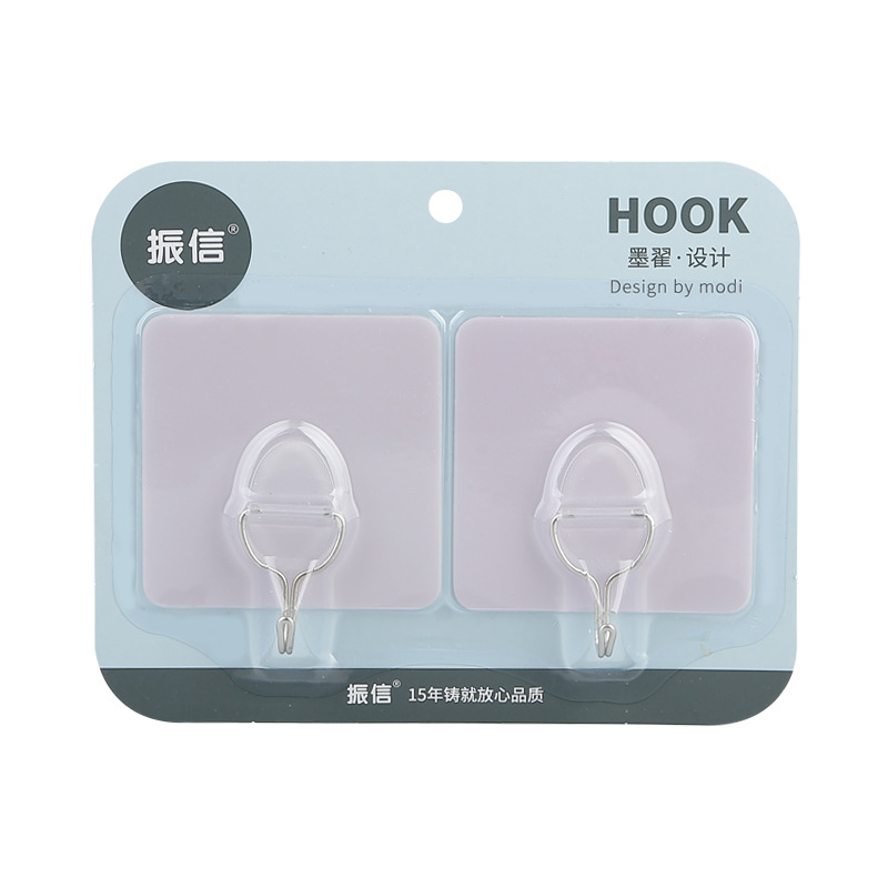 Zhenxin Factory Wholesale Seamless Sticky Hook European Style No-Punch Sticky Hook Hook Bathroom and Toilet Doors after Nail-Free Hook