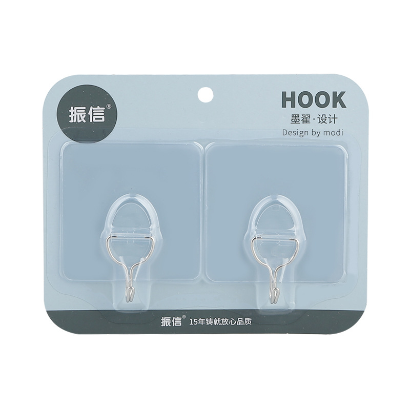 Zhenxin Factory Wholesale Seamless Sticky Hook European Style No-Punch Sticky Hook Hook Bathroom and Toilet Doors after Nail-Free Hook